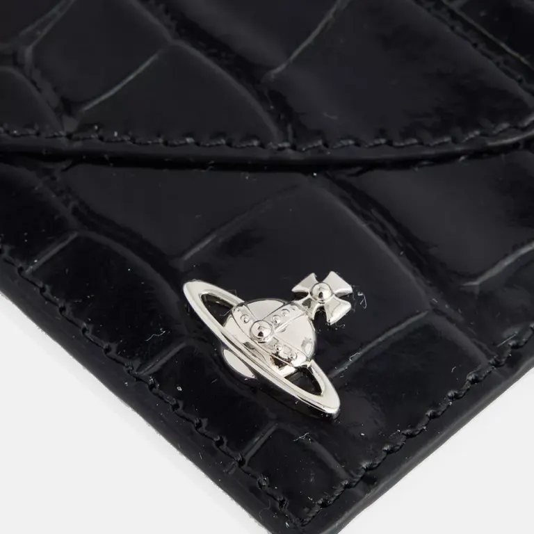 Heart Croc-Embossed Leather Card Holder westwood