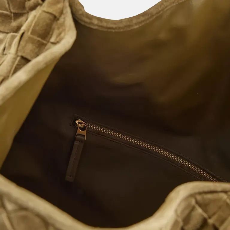 Hop Large Suede Shoulder Bag open