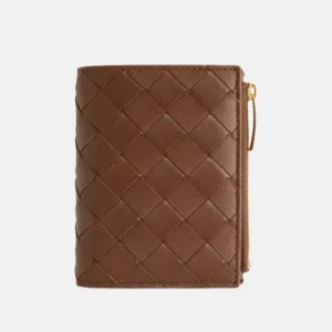 Intrecciato Small Bi-Fold Leather Wallet front