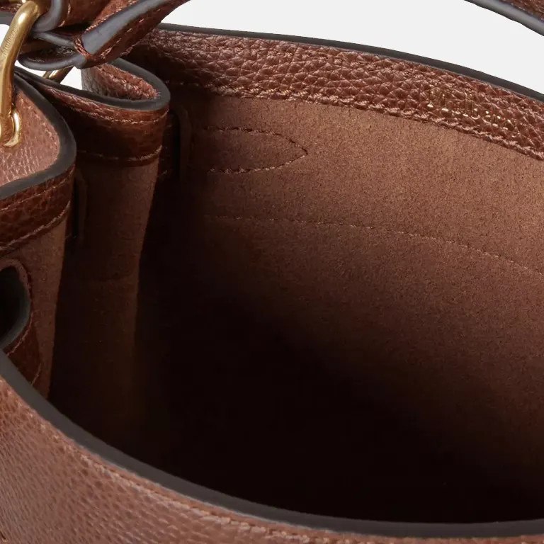 Islington Mini Leather Bucket Bag open