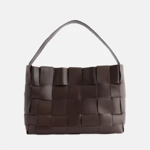 Large Woven Leather Tote Bag front