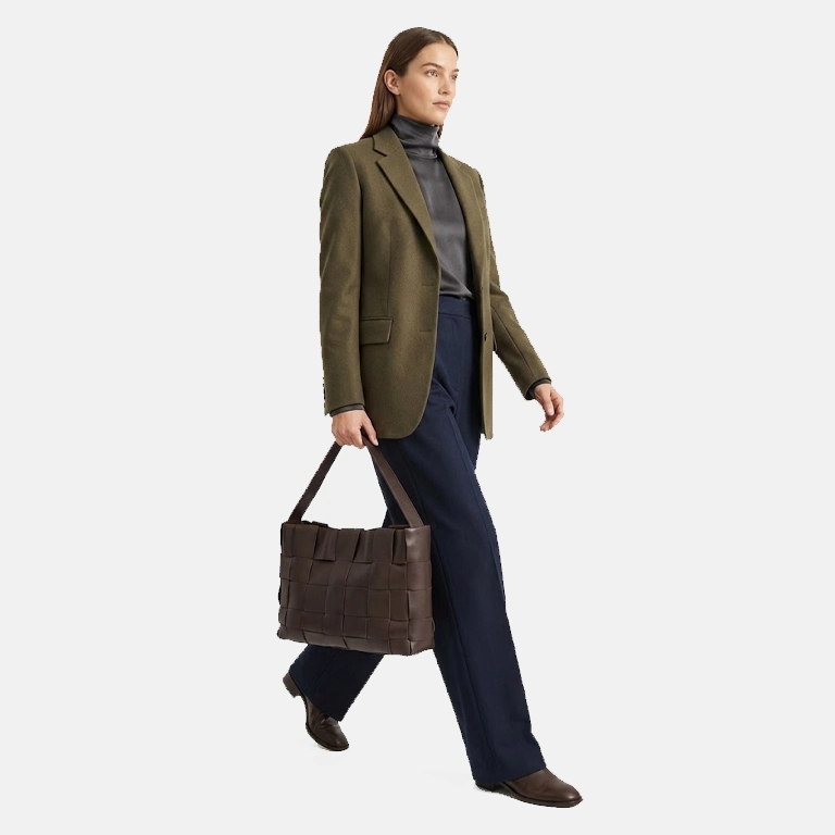 Large Woven Leather Tote Bag model