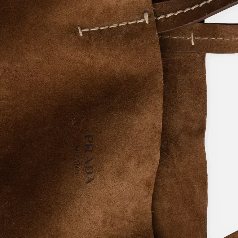 Logo-Print Large Suede and Crochet Tote Bag handle