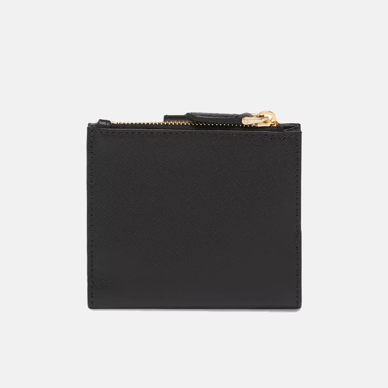 Logo-plaque bifold leather card holder back