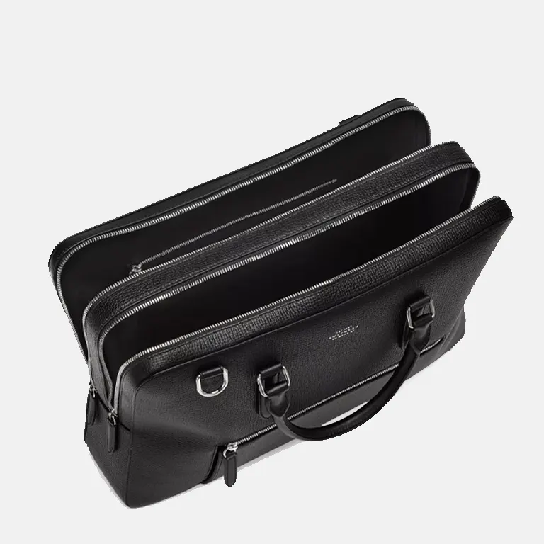 Ludlow Large grained-leather briefcase open