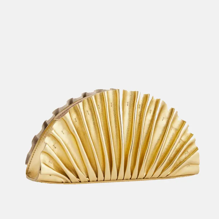 Nala pleated metallic-leather clutch bag back