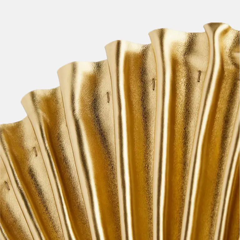 Nala pleated metallic-leather clutch bag open
