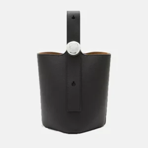 Pebble mini leather bucket bag blacl front