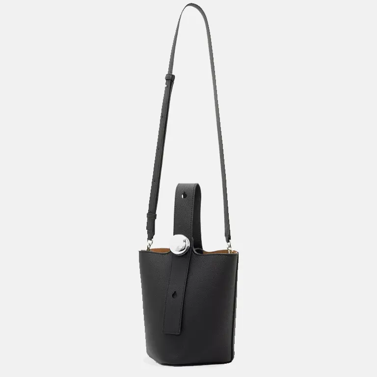 Pebble mini leather bucket bag blacl full