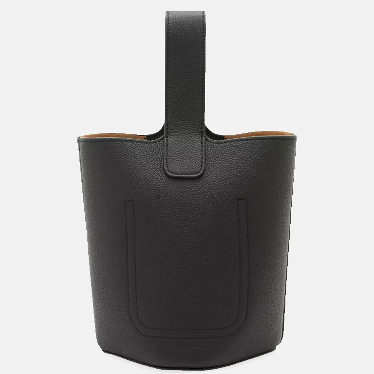 Pebble mini leather bucket bag blacl long