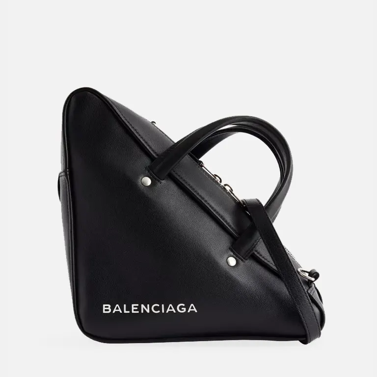 triangle-black-leather-duffle-bag