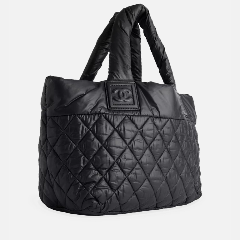 Pre-Loved Chanel Small Coco Cocoon Woven Tote Bag side
