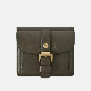 Roxanne Square Leather Wallet green front