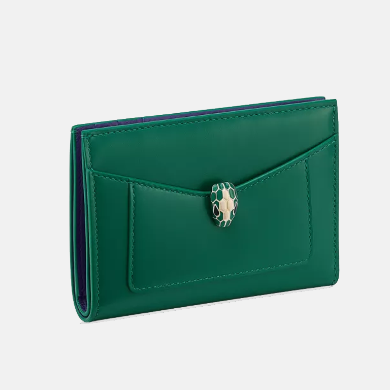 serpenti-green-leather-card-holder