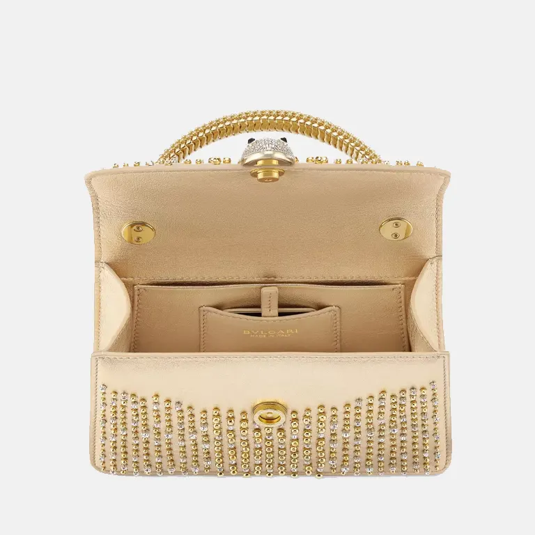 Serpenti Pallini Mini Leather Top-Handle Bag open