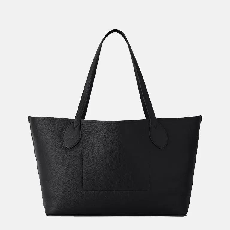 Small Tree Leather Tote Bag black back