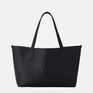 Small Tree Leather Tote Bag black front