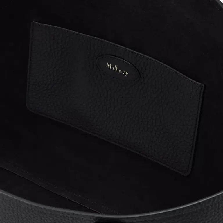 Small Tree Leather Tote Bag black open