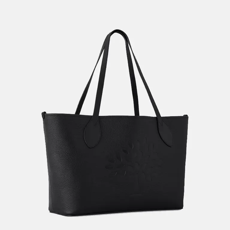 Small Tree Leather Tote Bag black side
