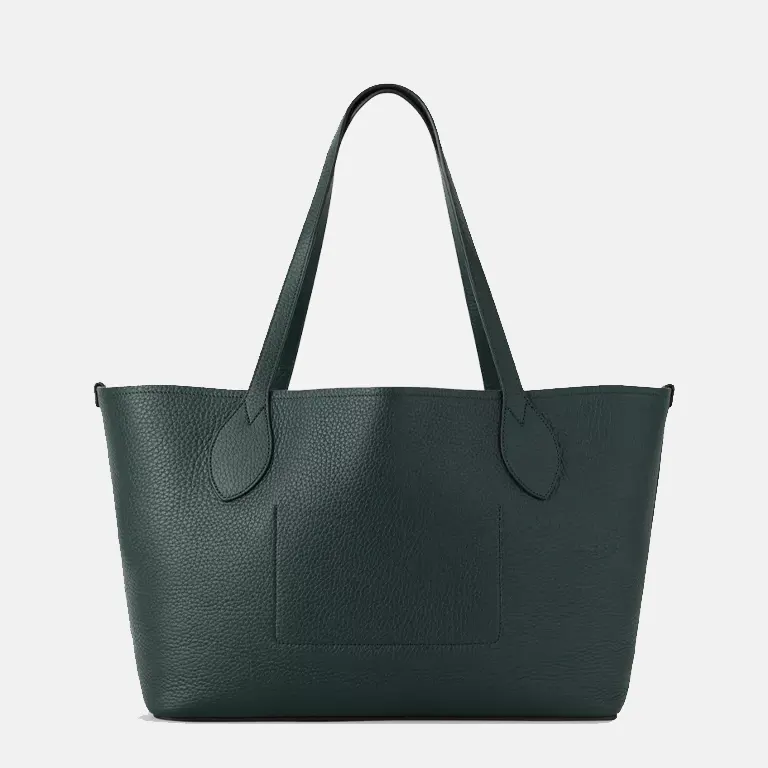 Small Tree Leather Tote Bag green back
