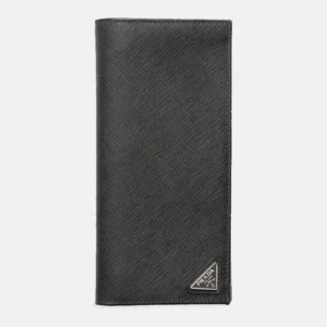 Triangle-Logo Saffiano Leather Wallet front