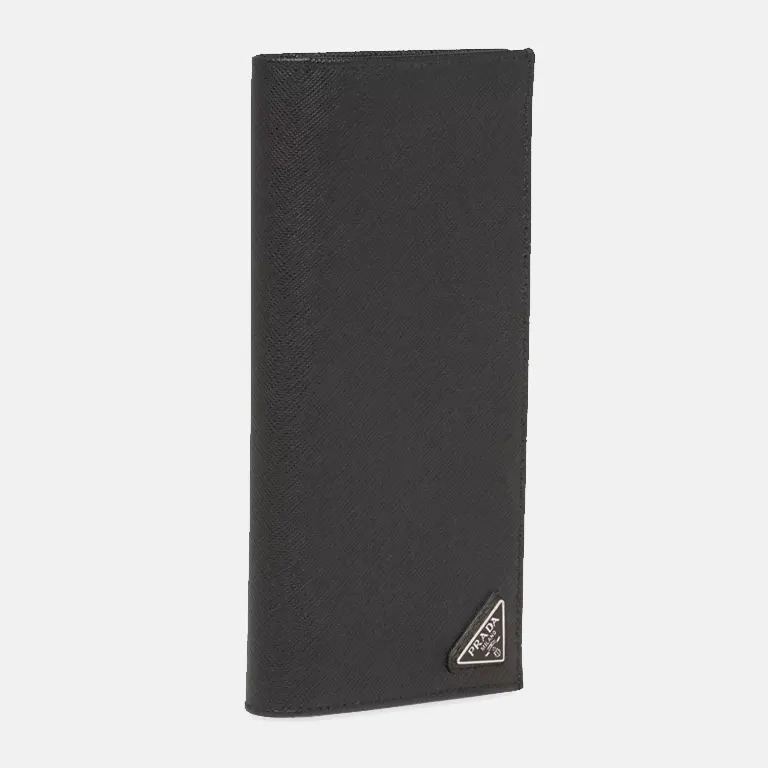 Triangle-Logo Saffiano Leather Wallet side