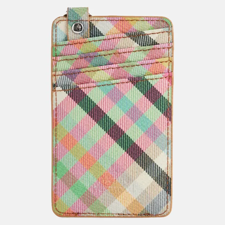 Vertical Check-Print Woven Card Holder back
