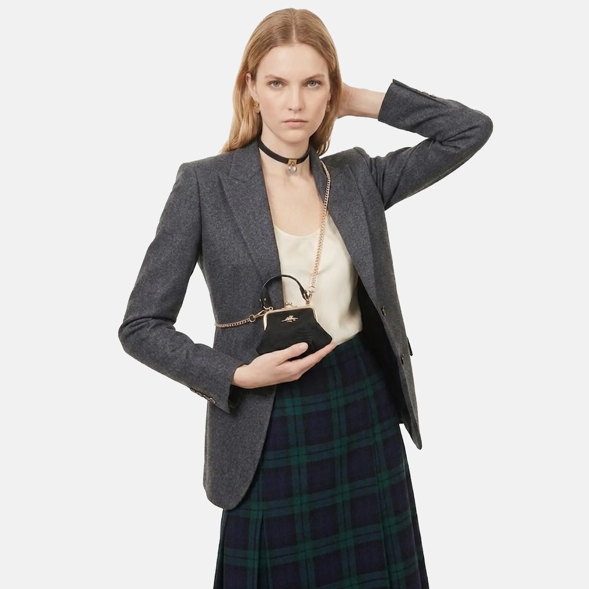 Women Granny Frame Mini Purse Woven Top-Handle Bag