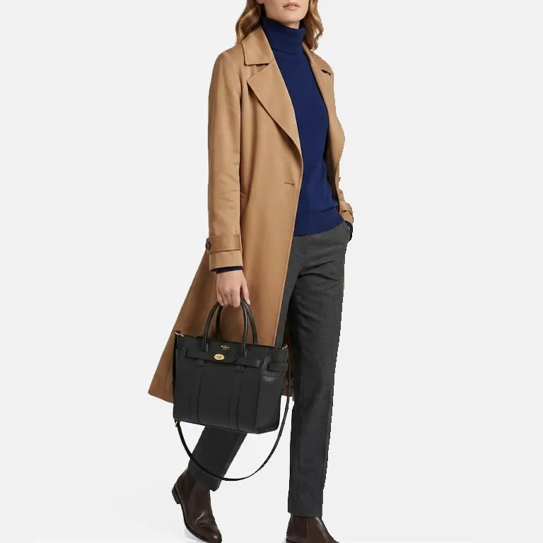 Zipped Bayswater Mini Grained-Leather Tote Bag model