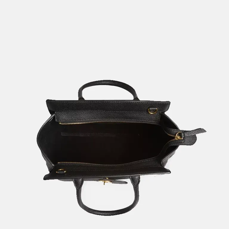 Zipped Bayswater Mini Grained-Leather Tote Bag open