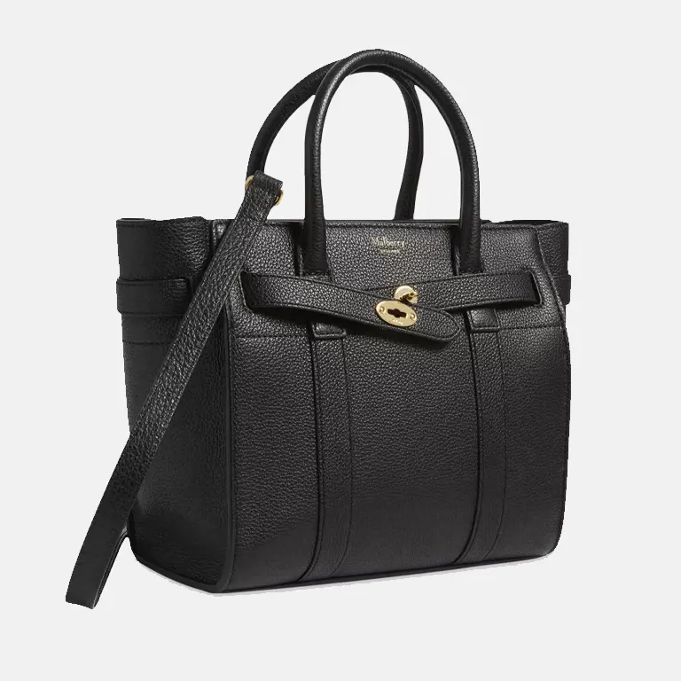 Zipped Bayswater Mini Grained-Leather Tote Bag side