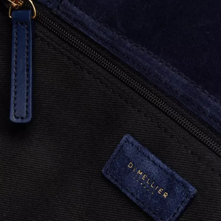 The Midi Hudson Suede Top-Handle Bag zip