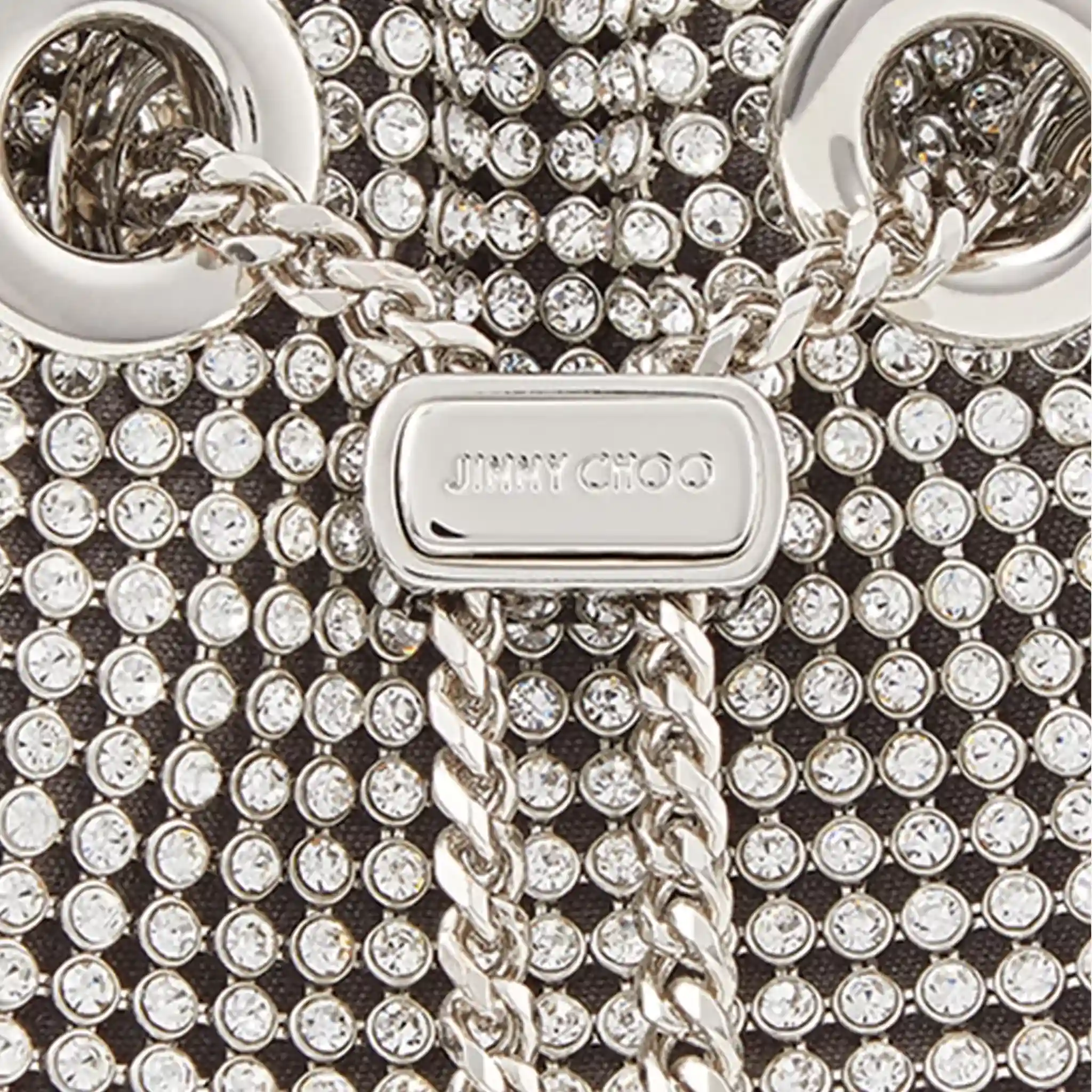 Bon Bon Silver crystal-embellished mesh top-handle bag