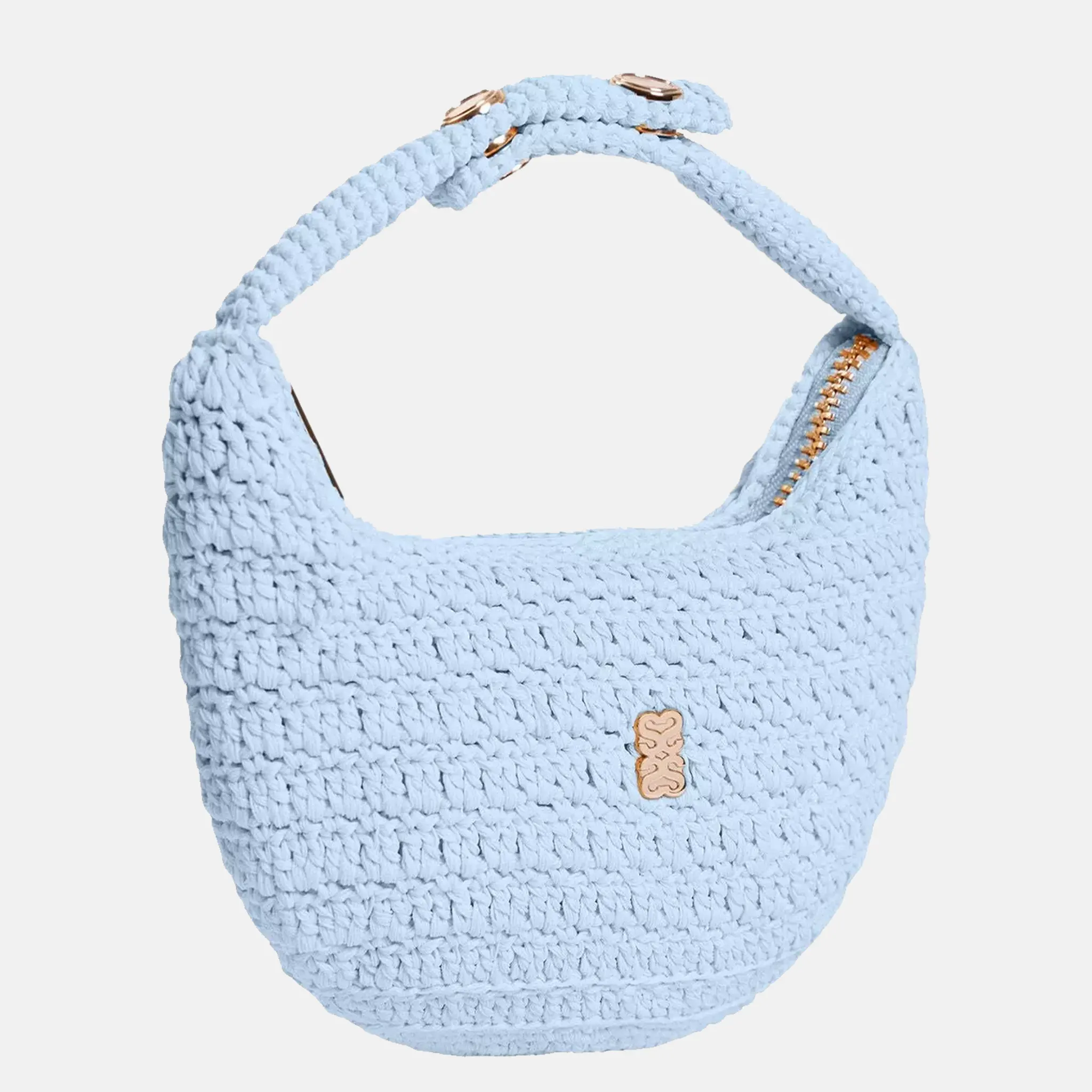 Branded Crochet Mini Sky Blue Bag