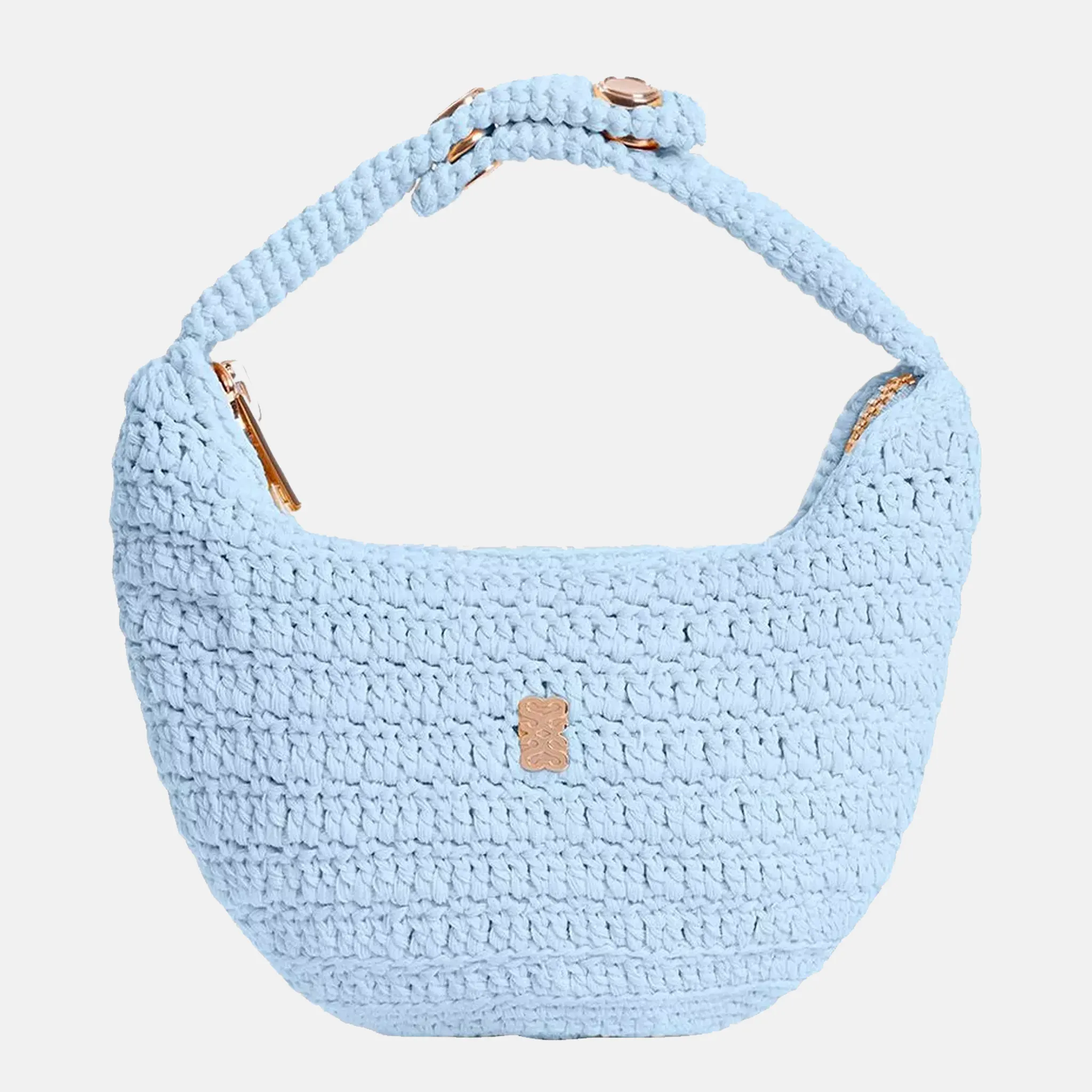 Branded Sky Blue Crochet Mini Bag