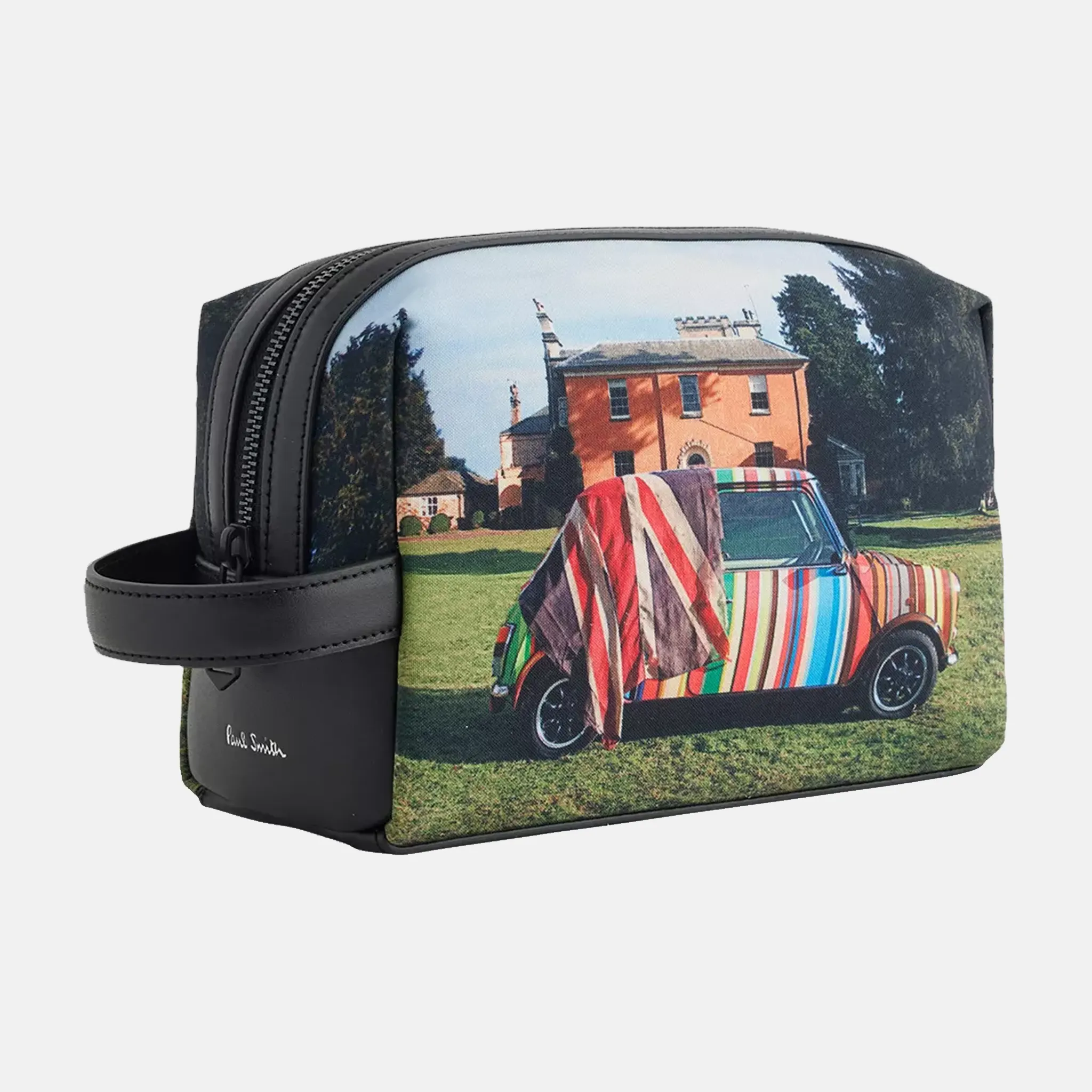 Car Graphic-Print Leather Washbag