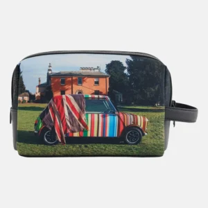 Car Print Faux-Leather Washbag