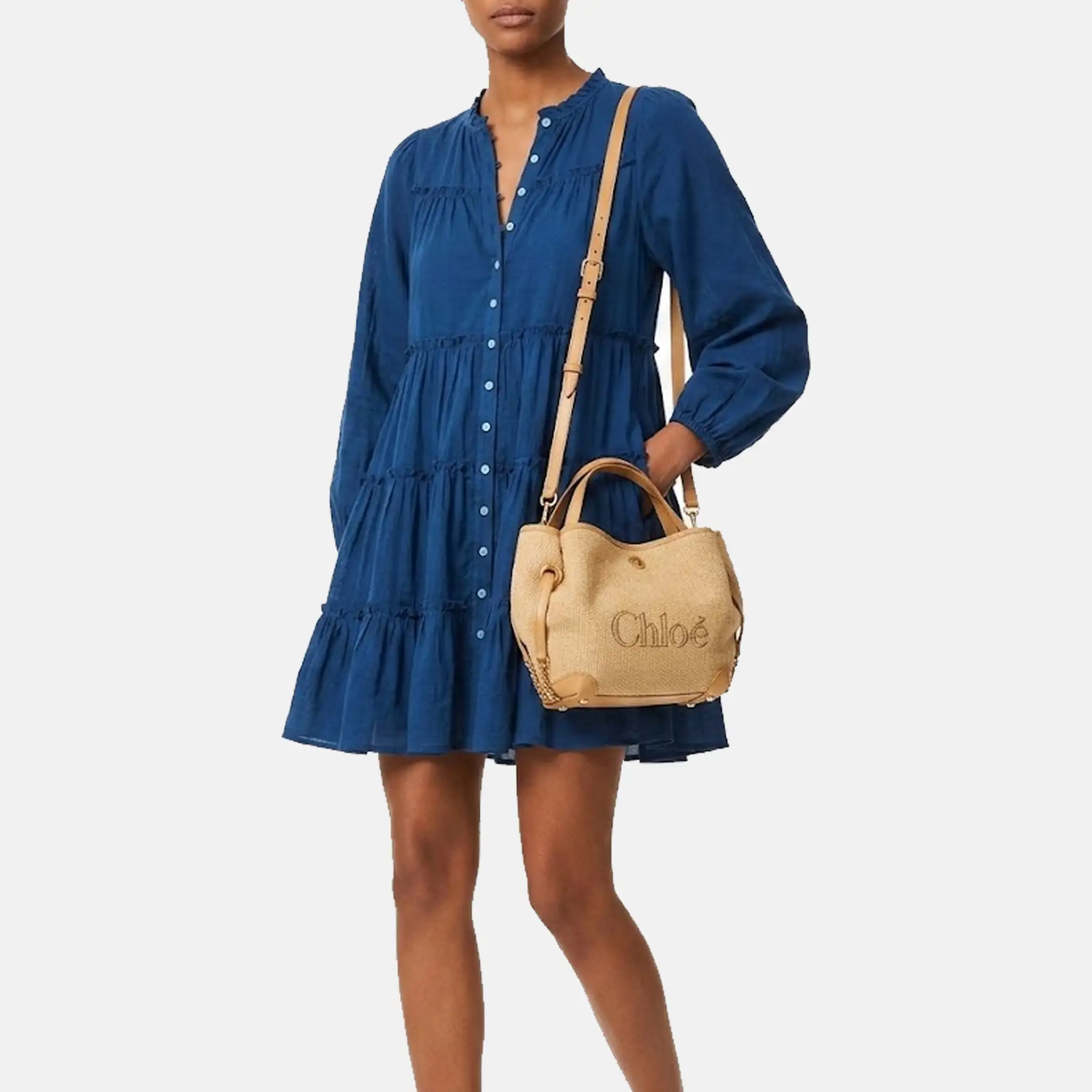 Clover Raffia-Effect Shoulder Bag