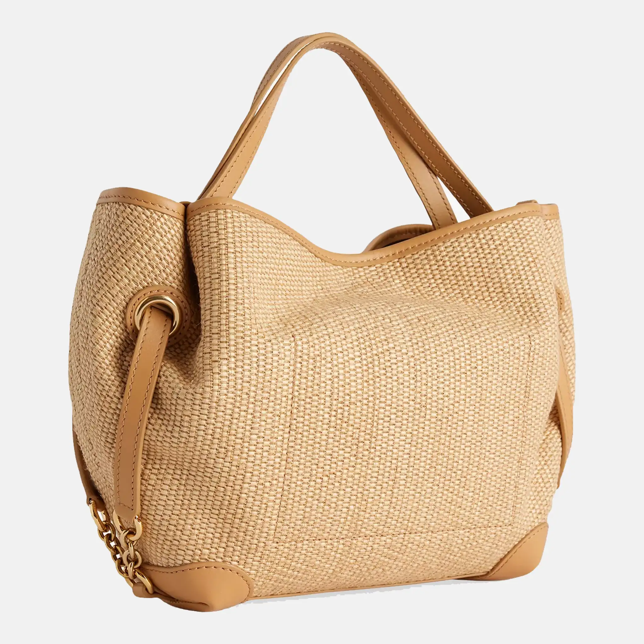 Clover Small Raffia-Effect Shoulder Bag Back