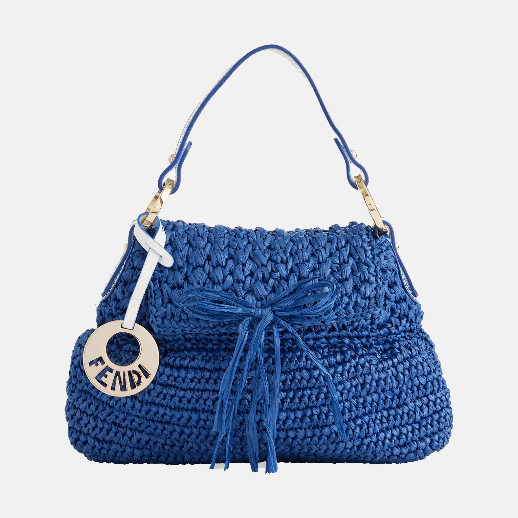 Fendi Raffia Blue Handbag