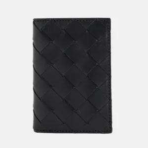 Intrecciato Bifold Black Leather Wallet