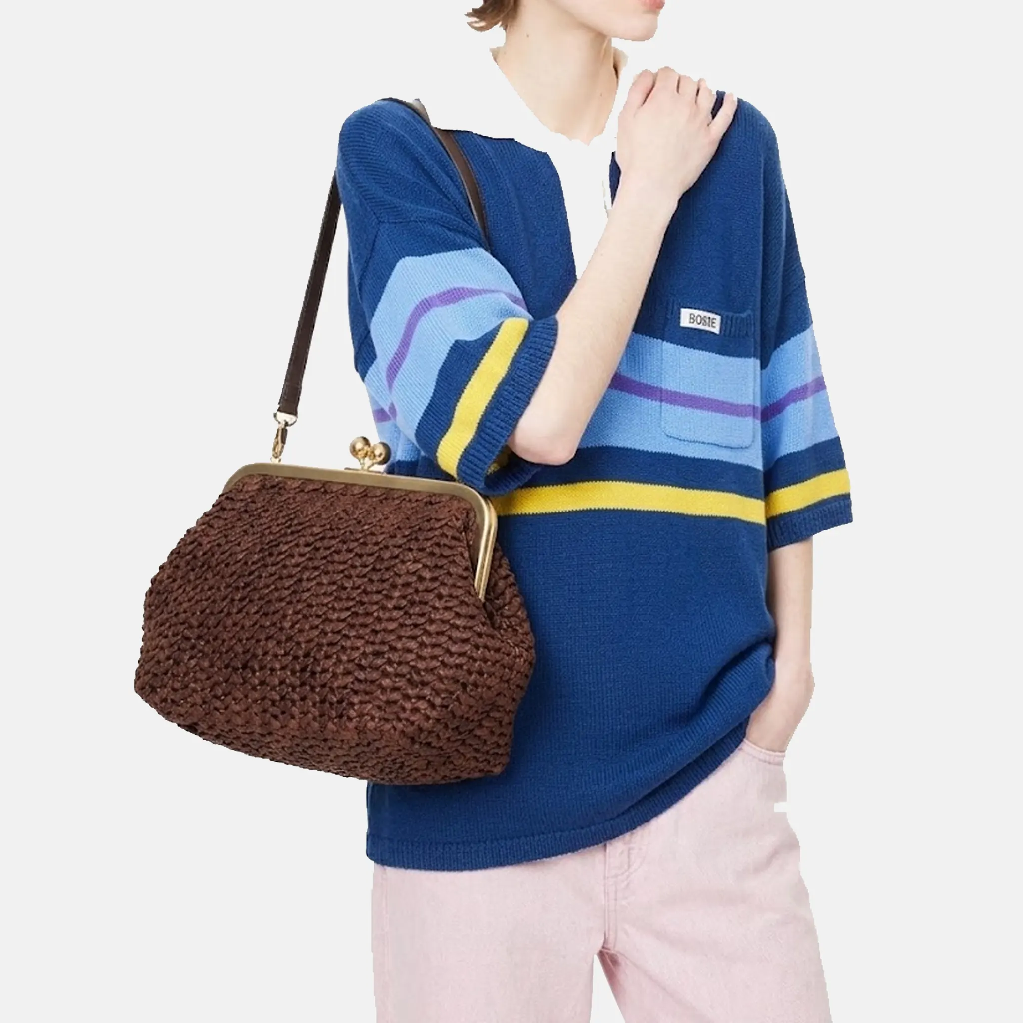 Kisslock Raffia Bag