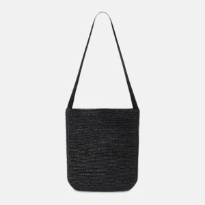 Lori Raffia Shoulder Blac Bag