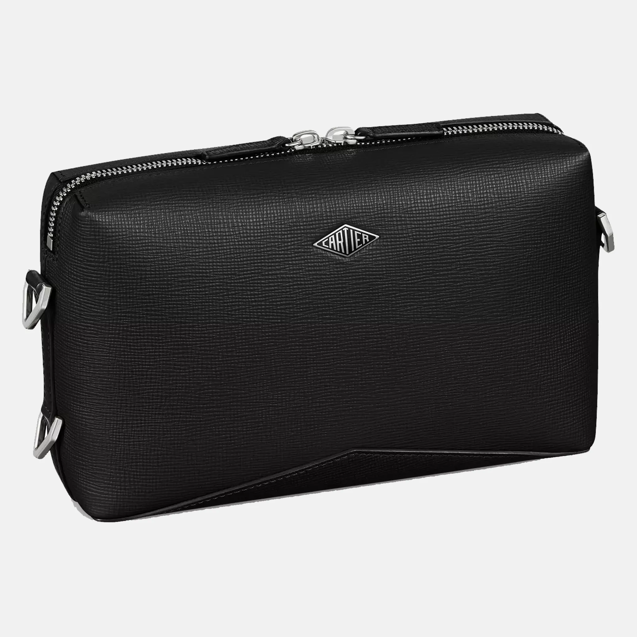 Losange Black Leather Shoulder Bag