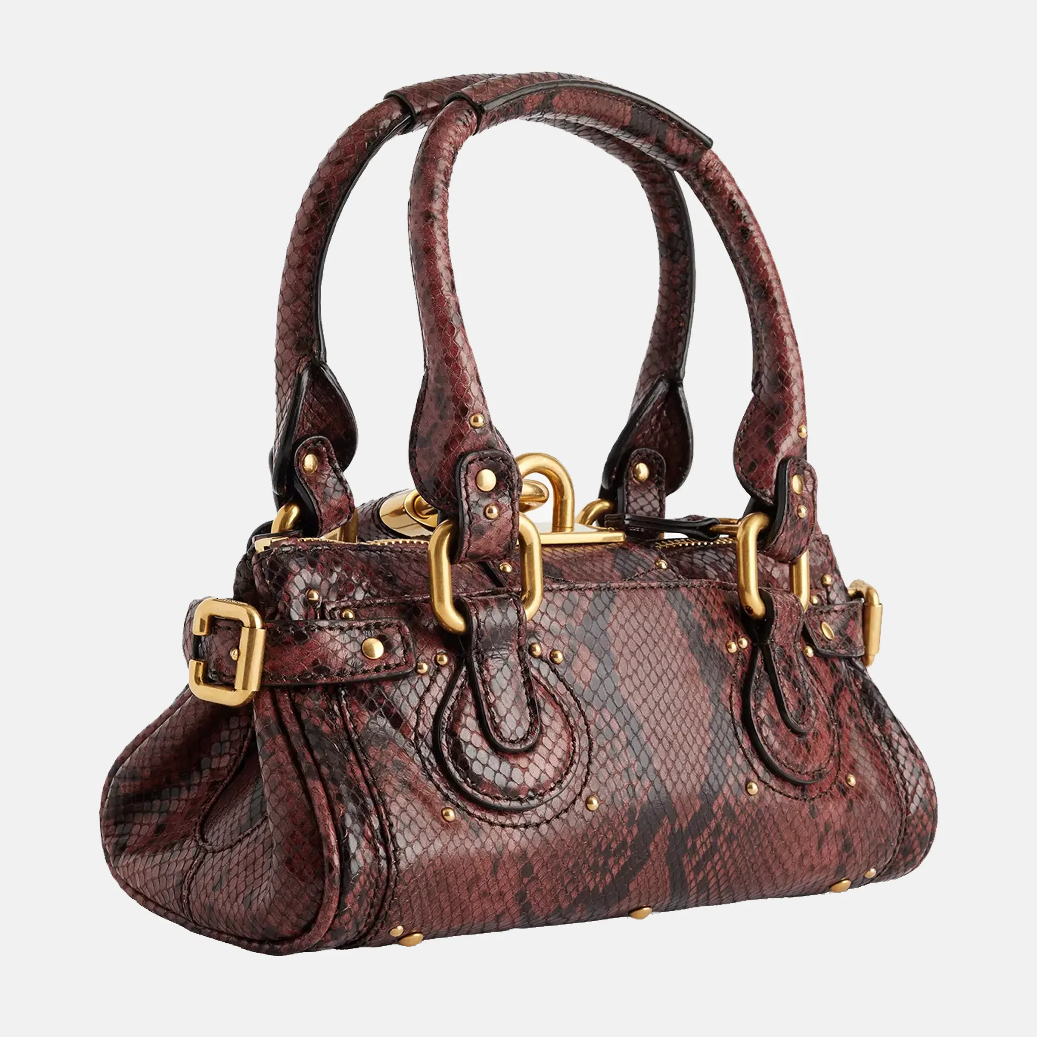 Paddington Mini Snake-Effect Leather Bag Back