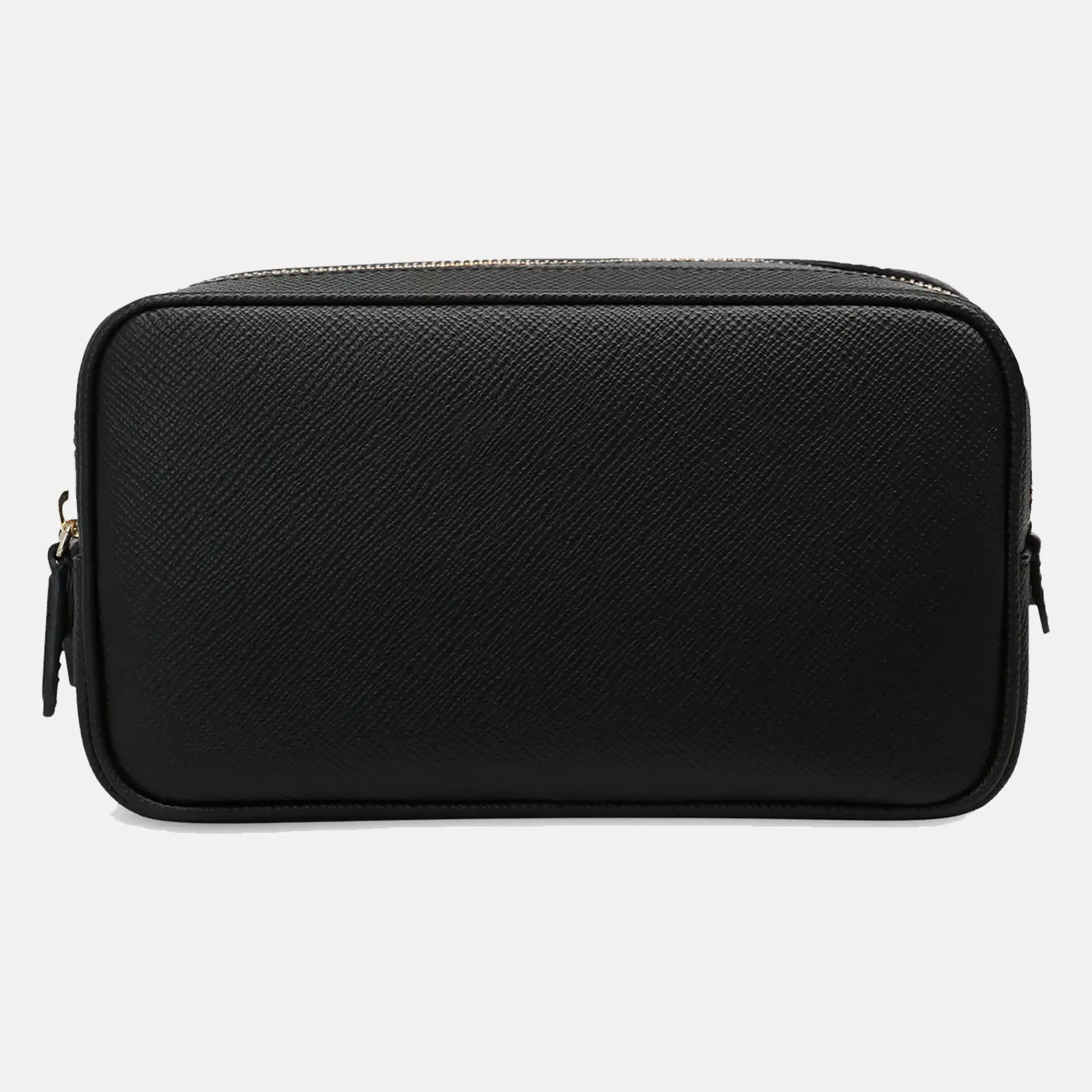 Panama Double Black Leather Washbag Back
