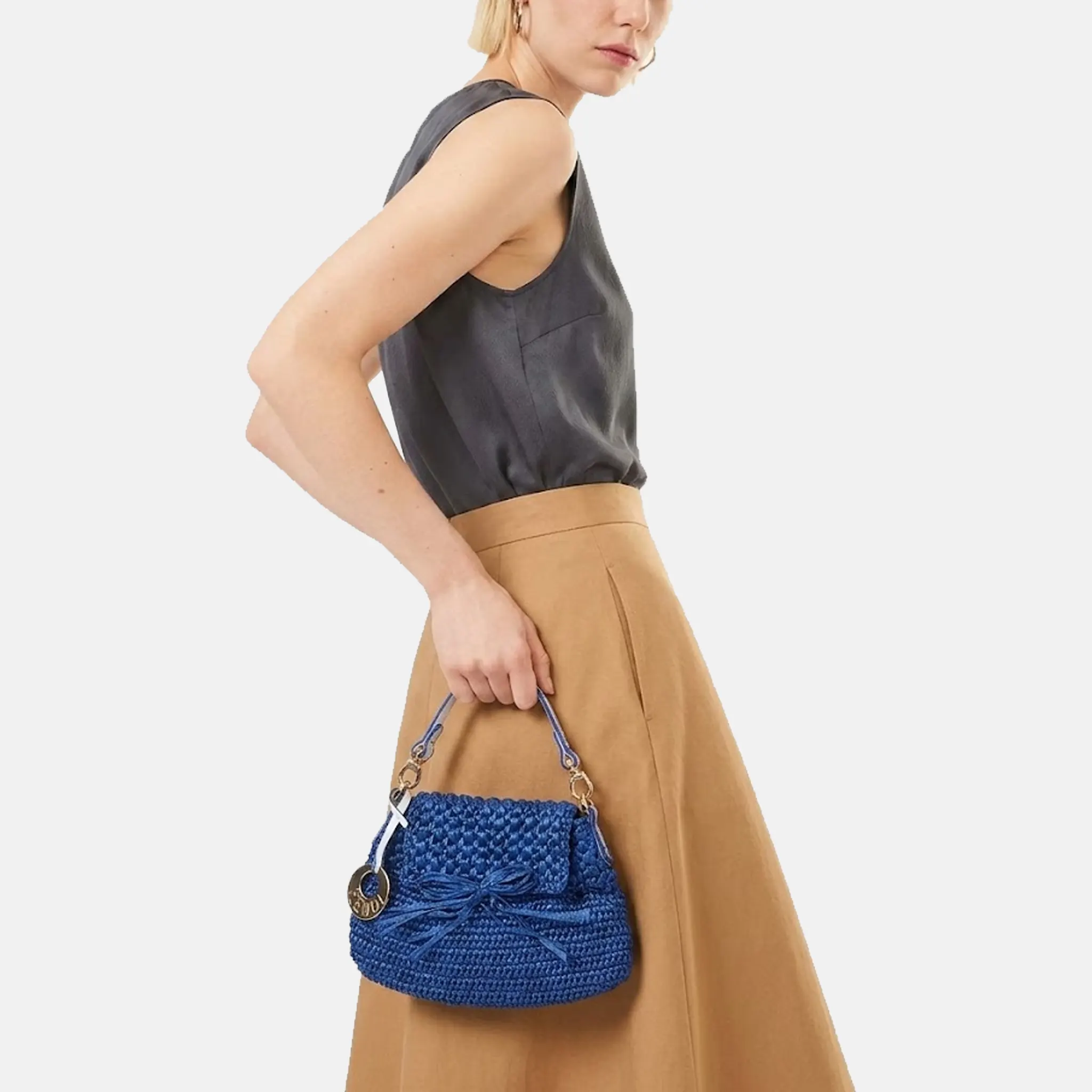 Pre-Loved Blue Fendi Raffia Handbag
