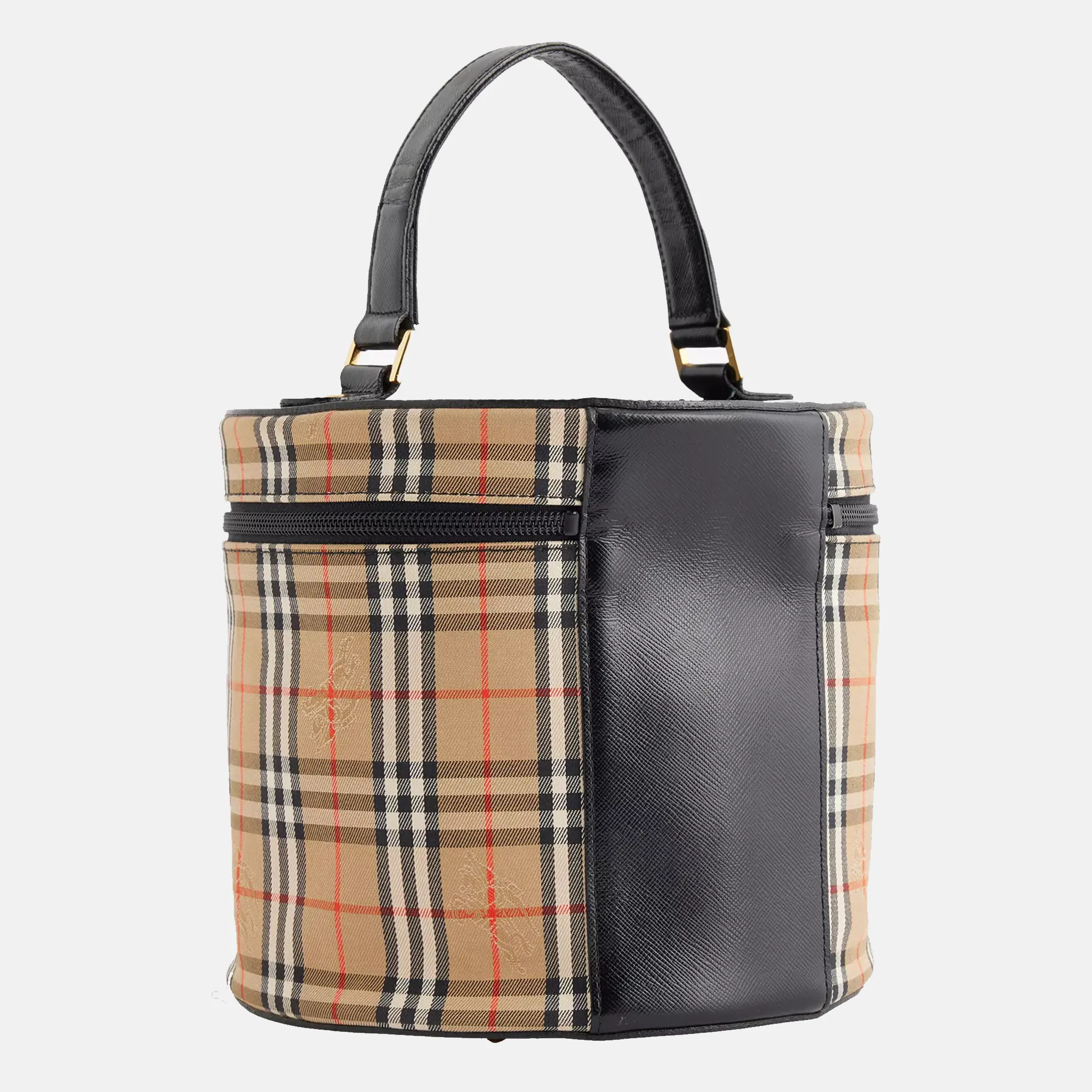 Pre-Loved Burberry Check-Print Canvas Vanity Pouch Back