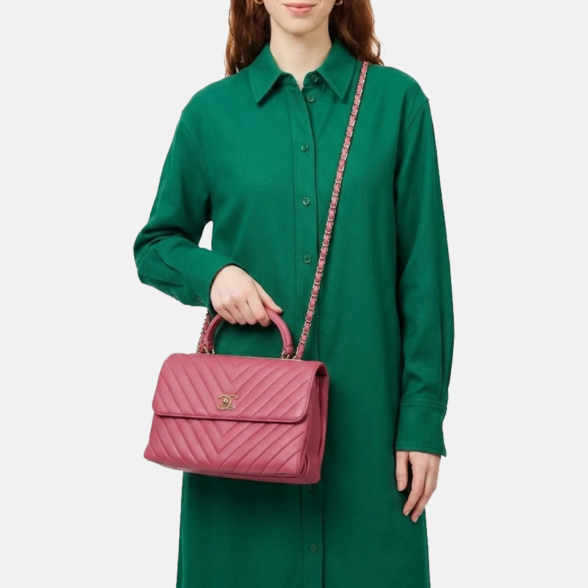 Pre-Loved Coco Leather Top-Handle Bag