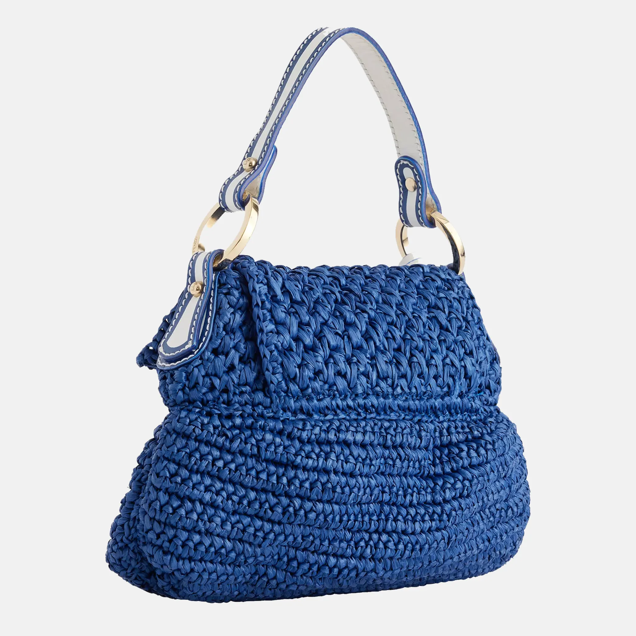 Pre-Loved Fendi Raffia Handbag Blue